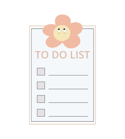 To do list illustration with a flower. Concept of journaling and planning.のイラスト素材