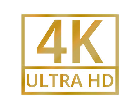 Golden 4k HD resolution symbol. Concept of resolutions and media.のイラスト素材