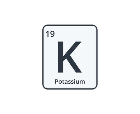 Monochromatic Potassium Chemical Element Icon. Vector Illustration.