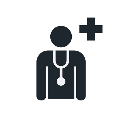 Monochromatic Health Care Centre or Doctor. Graphical Symbols for Medical devicesのイラスト素材