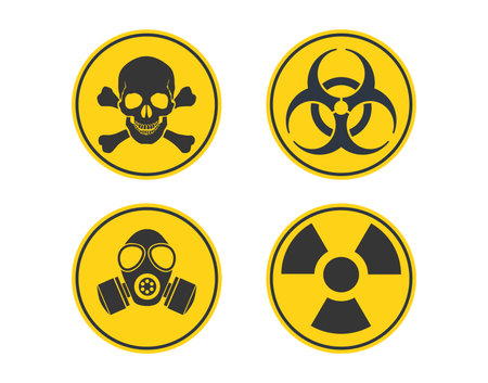 Set of Hazard Warning Yellow Signs. Vector Illustration.のイラスト素材