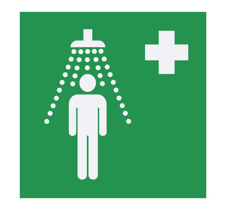 Isolated Safety Shower Symbol on Green Background. Vector Illustration.のイラスト素材