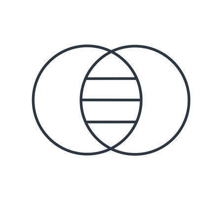 Isolated and Monochromatic Venn Diagram Symbol. Vector Illustration.のイラスト素材