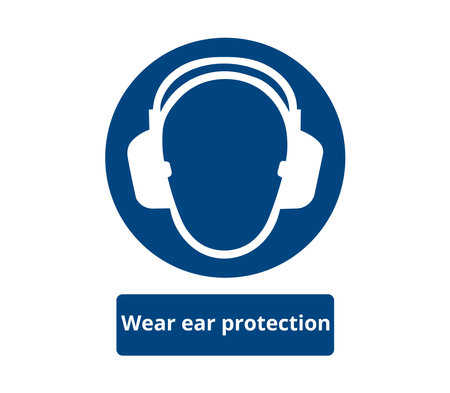 Wear Ear Protection Symbol with labelのイラスト素材