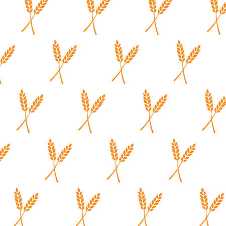 Vector illustration with pictures of wheat, rye, barley isolated on white background. Patern.のイラスト素材