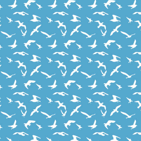 Seamless texture with flying seagulls. Pattern. Vector illustrationのイラスト素材