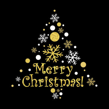 Sparkling gold Christmas design labels. Vector illustration EPS 10.のイラスト素材