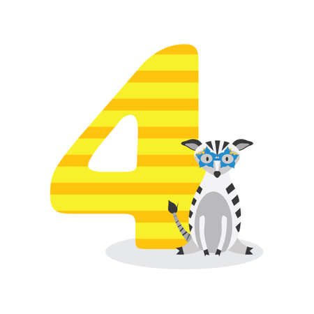 Figures for birthday isolated on white background, zebra, four. Vector.のイラスト素材