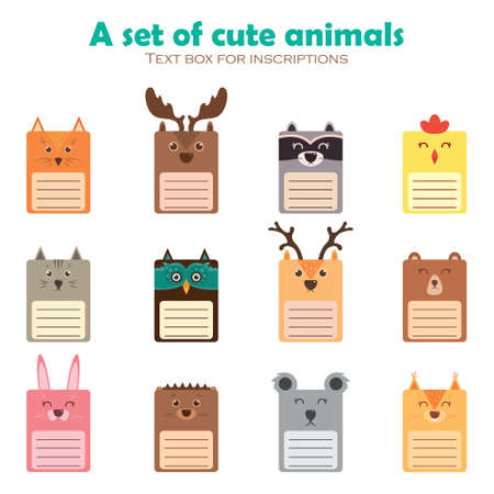 Set of animals text box, vector illustration on white backgroundのイラスト素材