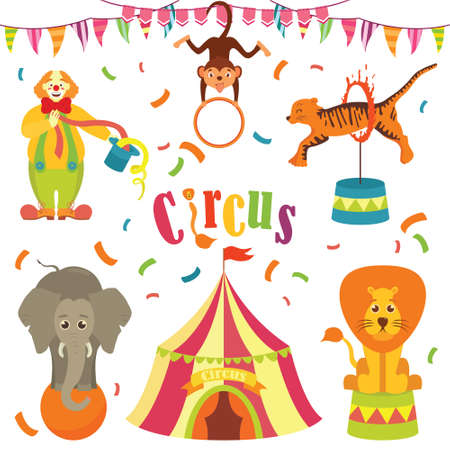 Circus - vector clip art on white isolated backgroundのイラスト素材