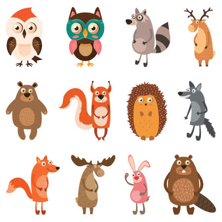 Cute forest animals. Vector illustration.の写真素材