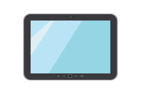 Vector illustration on white isolated background. Black tablet. Flat styleのイラスト素材