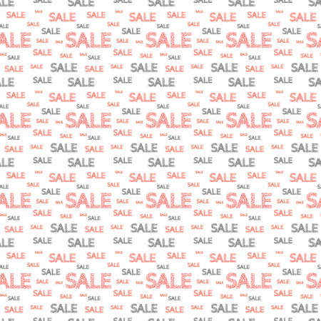 Seamless pattern of black and red discount words, on white background. Vector illustration.の写真素材