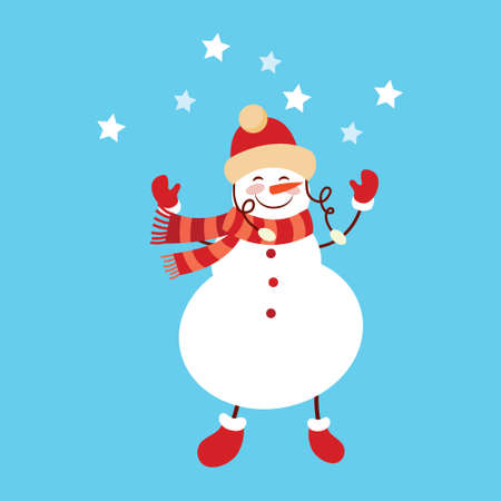 Funny cartoon snowman illustration.のイラスト素材