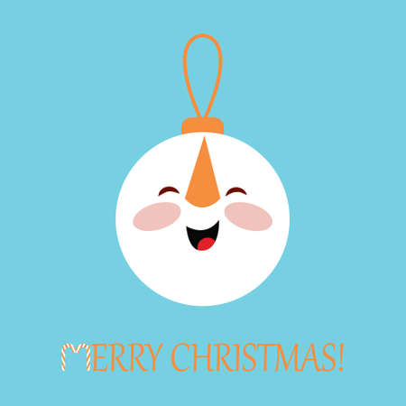Christmas card with the decoration of a Christmas ball in the form of a snowman. Vector illustration.のイラスト素材