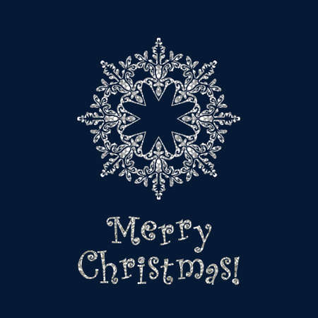 Icon Snowflakes on a blue background with an inscription. Vector illustration.のイラスト素材