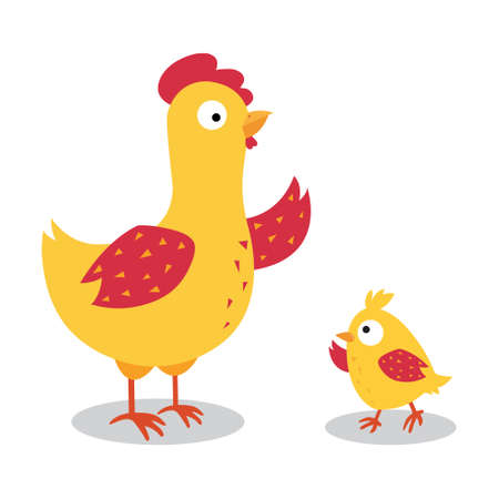 Cute chicken family design with vector illustration on white background.のイラスト素材