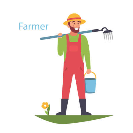Farmer. Vector logo works in the fieldのイラスト素材