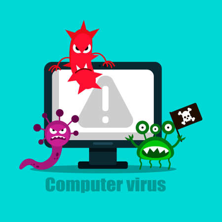 A virus that destroys a computer. Vector illustration.のイラスト素材