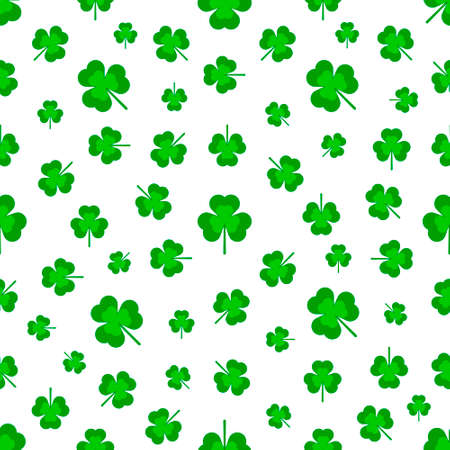 Three-leaf clover, pattern on a white background. Vector illustration