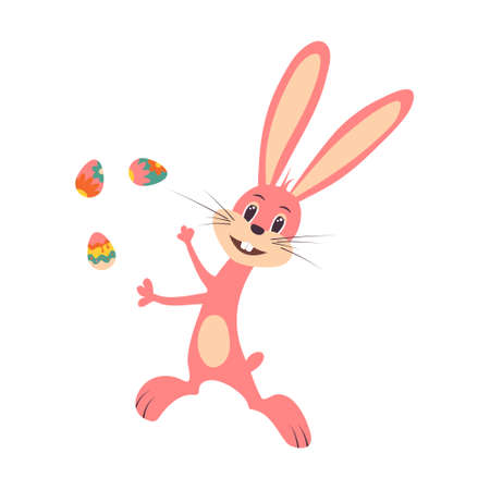 Cute Easter bunny. Vector illustration on white isolated backgroundのイラスト素材