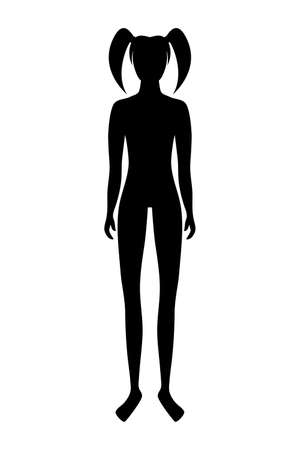 Vector, isolated, silhouette of a girl on a white isolated background.のイラスト素材