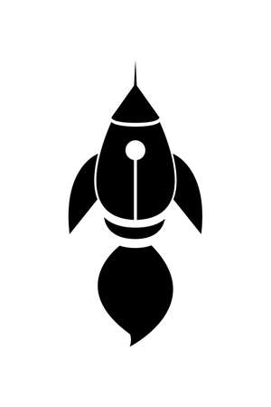 Rocket icon, black silhouette. Vector illustration isolated on white backgroundのイラスト素材