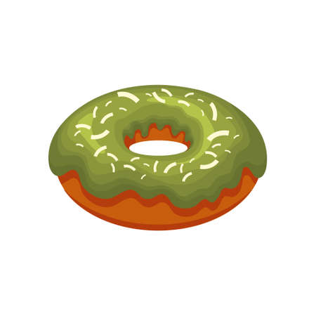 Donut with frosting, sweetness icon, vector illustration on white isolated background.のイラスト素材