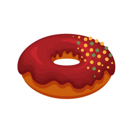 Donut with frosting, sweetness icon, vector illustration on white isolated background.のイラスト素材