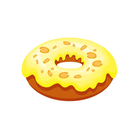 Donut with frosting, sweetness icon, vector illustration on white isolated background.のイラスト素材