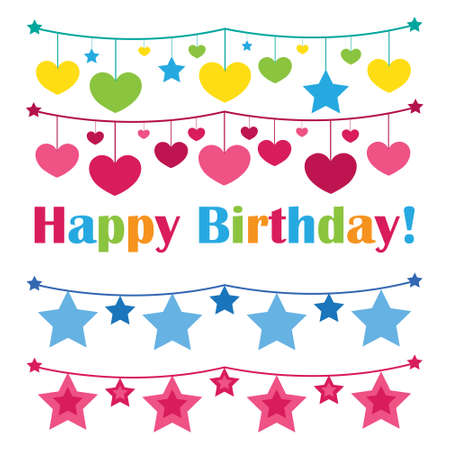 Colorful bunting and garland set isolated on white.のイラスト素材