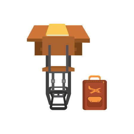 Vector illustration of a school desk and chair, perspective rear view. Isolated over white background.のイラスト素材