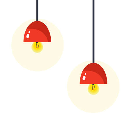 Red ceiling lamp. Vector illustration isolated on white background.のイラスト素材