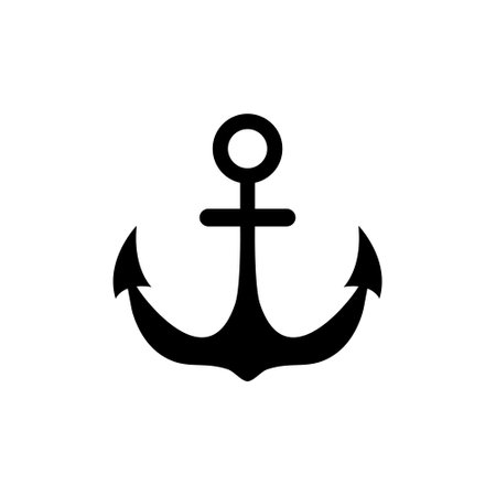 Anchor icon. Vector illustration isolated on white background. Silhouette.のイラスト素材