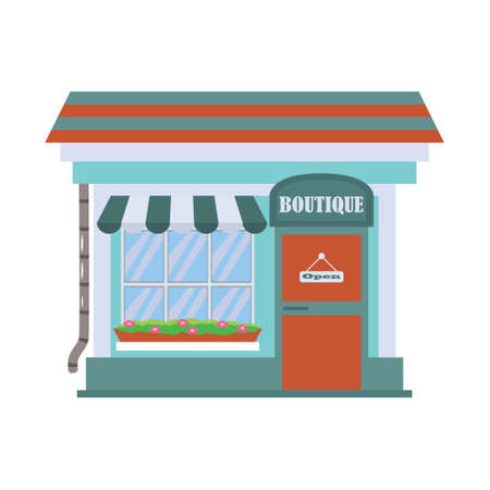 Front building of the store. Vector illustration flat cartoon style, shop facade landscape.のイラスト素材