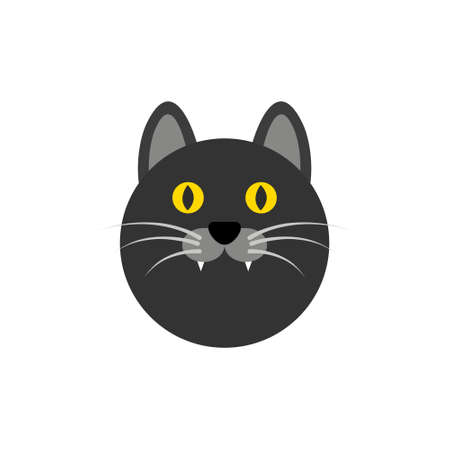 Black cat. Icon. Simple style. Vector illustration isolated on white background.のイラスト素材