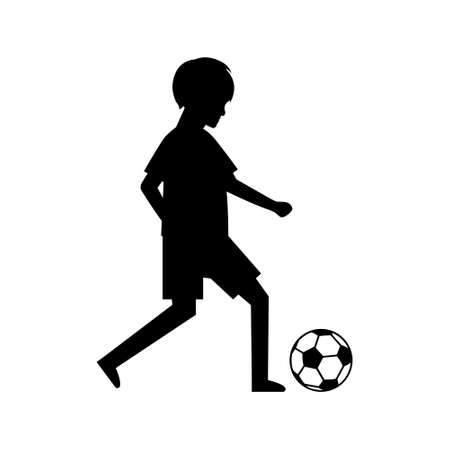 Illustration is a character child kicking a ball. Ideal for health and institutional information.のイラスト素材