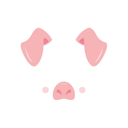 Be a pig at the party. Mask. Vector illustration isolated on white background.のイラスト素材