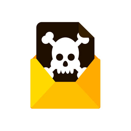 Vector illustration paper sticker Halloween icon Envelope with skull.のイラスト素材