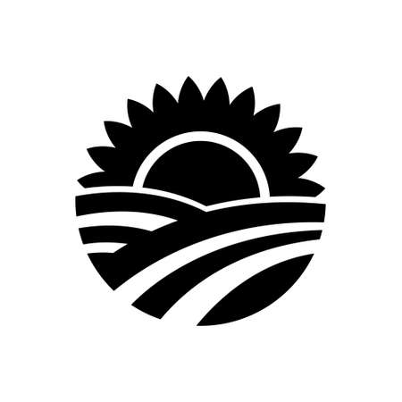 Sunflower logo yellow, flower sun summer warm. Vector illustration.のイラスト素材