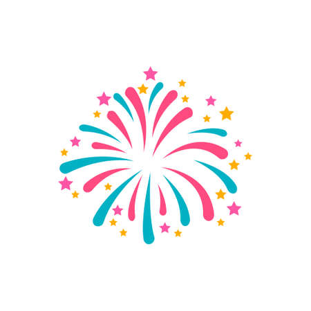 Simple style blue and red firework. Celebration decor element, national holiday, independence day.のイラスト素材