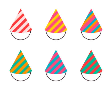 Vector party hat Christmas hat on white background, set.のイラスト素材
