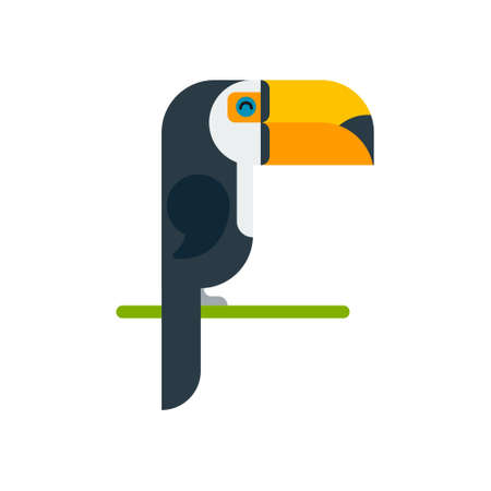 Brazilian toucan bird nature, vector illustration on white background. Icon.のイラスト素材