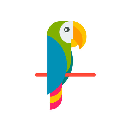 Cartoon parrot, bird wild animal, vector illustration on white background, icon.のイラスト素材
