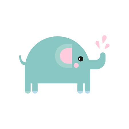 Elephant cute doodle hand drawn flat vector illustration. Icon. Simple style for kids.のイラスト素材