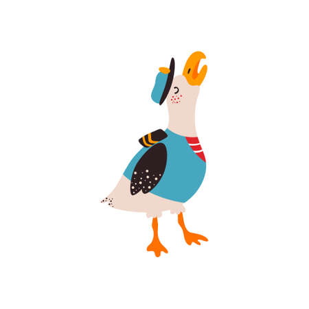 Albatross bird. Colorful vector illustration on white isolated background.