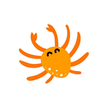 Vector illustration of cute flat crab. Isolated on transparent background.のイラスト素材