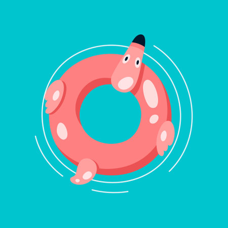 Flat lifebuoy, inflatable swimming ring. Vector illustration.のイラスト素材