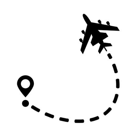 Airplane and its trail on a white background. Vector illustration.のイラスト素材