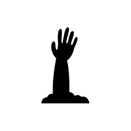 Zombie hand, silhouette, vector illustration on a white background.のイラスト素材